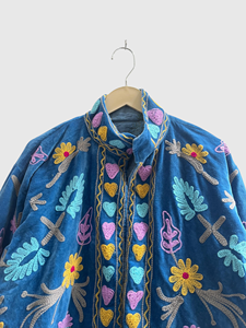 Veste en velours brodée de fleurs, col mandarin, manches longues, style Prairie Chic, vêtements d'automne pour femmes, grande taille - Product Image 5