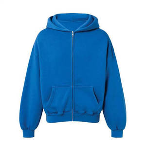 เสื้อฮู้ดมีซิปสำหรับผู้ชายสีพื้นเสื้อมีฮู้ดเสื้อสเวตเชิ้ตมีกระเป๋าผ้าคอตตอนระบายอากาศมีฮู้ดสำหรับผู้ชาย - Product Image 1