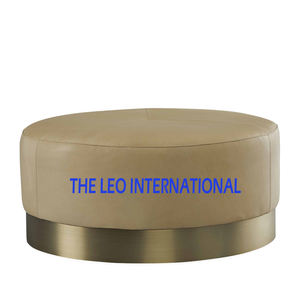 Tabouret ottoman minimaliste italien pour salon, en tissu bleu, base en métal massif, petite taille, fonction extensible - Product Image 6