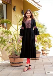 Ready-Made <b>Kurtis</b> Rayon with Embroidery and Handwork Collection for wholesale - Product Image 4