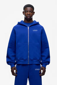 Conjunto de Sudadera con Capucha y Pantalones Deportivos Unisex Azul con Cremallera, Ropa Deportiva de Moda, Transpirable, para Gimnasio, con Logotipo Personalizado, Cómodo para Invierno - Product Image 4