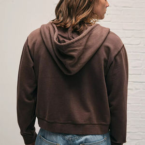 Sudadera corta con capucha corta y cremallera para mujer, Jersey corto, sudadera de manga larga, estilo callejero, hombro caído para niñas - Product Image 5