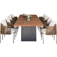 Mobilier moderne de style vigne pour l'extérieur et les loisirs Table en bois combinaison de chaises pour l'entrée de l'hôtel, la cour, le balcon, la villa, le jardin et la terrasse