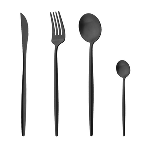 Cuillère en métal noir miroir Couverts en acier inoxydable colorées de qualité alimentaire Matt pour la vaisselle de cuisine - Product Image 3