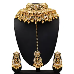 Derniers bijoux indiens exclusifs de mode Kundan colliers collier traditionnel serti de longues boucles d'oreilles 2023