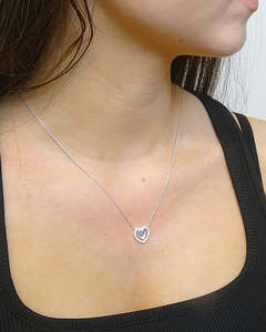 Collier souvenir en argent sterling 925 massif 2025 avec double cœur et résine CZ, prêt pour les cendres de 14x13 mm, cadeau en résine commémorative pour femmes - Product Image 5