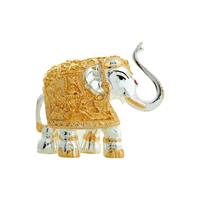 Idole d'éléphant 3D en métal argenté, style vintage et moderne, avec tronc relevé, finition polie, décoration d'intérieur, cadeau Diwali 1