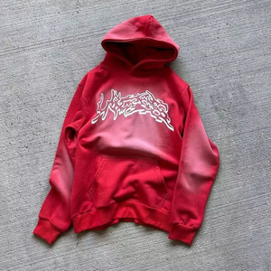 Sudadera con Capucha con Estampado de Llama Azul Cielo, Sudadera Holgada de Estilo Urbano con Estampado Puff, Sudadera con Capucha Unisex, Sudadera Moderna con Logotipo Personalizado, Ropa de Invierno - Product Image 5