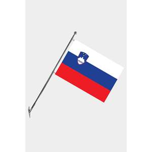 Slovenia Telescopic Flagpole <b>Set</b> Wall-Mounted with Digital Printing Durable Polyester Banners - Product Image 1