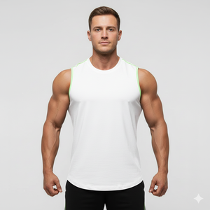 Camiseta sin mangas de gimnasio sin mangas de poliéster/algodón de punto informal para hombre personalizada con ajuste muscular flexible de secado rápido anticontracción - Product Image 4