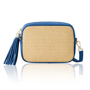 Bolso bandolera para cámara de rafia hecho a mano en Italia con borla-PS642 - Product Image 5