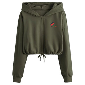 Nouveau design, logo personnalisé, sweat à capuche court pour femme, hiver, décontracté, doux, 100% coton imprimé - Product Image 1