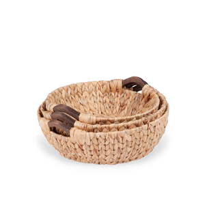 Juego de 3 cestas de anidación de Jacinto hechas en Vietnam, cestas de frutas redondas con asa para cocina, hogar y almacenamiento de lavandería - Product Image 3