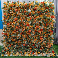 Penjualan Terbaik bunga Gulung backdrop dinding bunga mawar buatan panel dinding latar belakang dinding bunga 8ft x 8ft