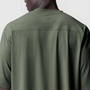 เสื้อยืดโอเวอร์ไซส์สีเขียวมะกอกทรงหลวม แขนสั้น ผ้าฝ้าย สไตล์ลำลอง สตรีทแวร์ ใส่สบาย เหมาะสำหรับออกกำลังกาย รับสกรีนโลโก้ - Product Image 5