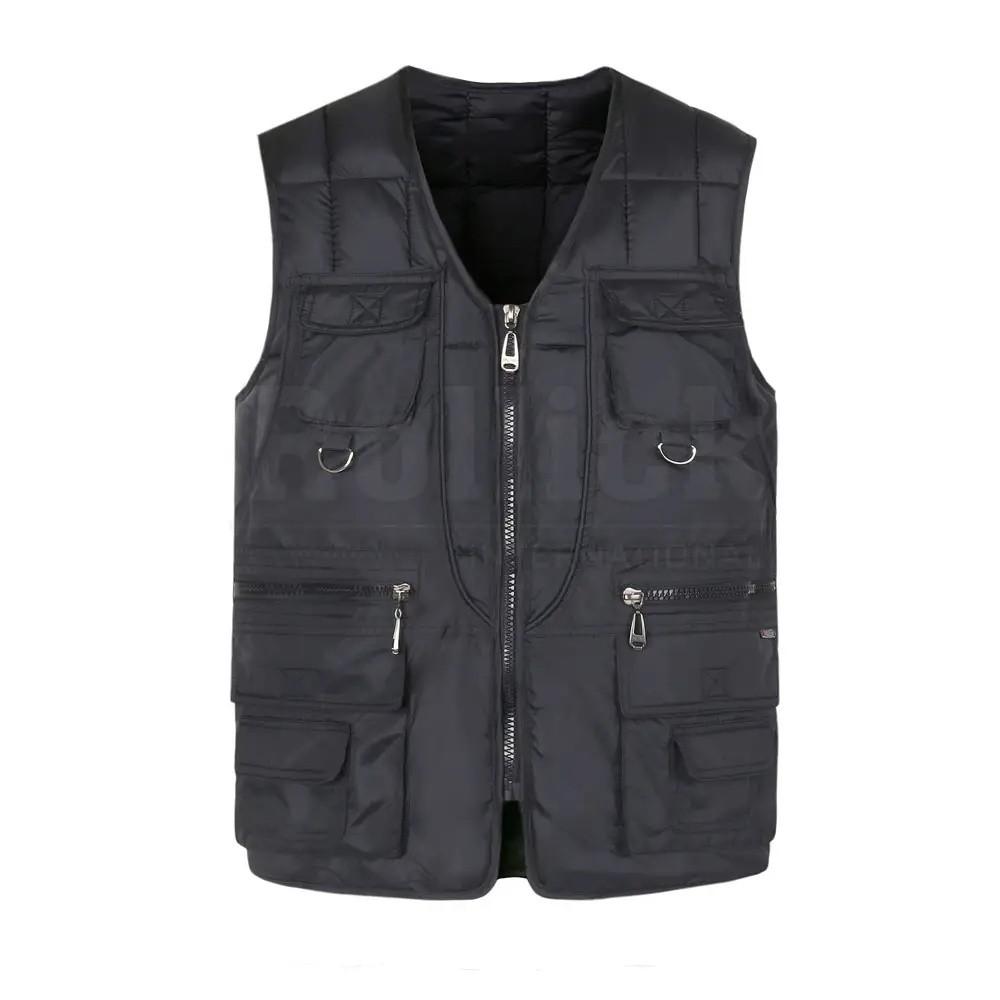 Most Warm Waterproof Men light gray Solid Color Quilted Vest For Winter Wear