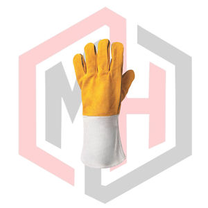 Industrial Safety Firefighting Welding <b>Gloves</b> Tig Mig Leather Grain Texture Knit Wrist Cuff 14 Inch <b>Silicone</b>-free Breathable - Product Image 3