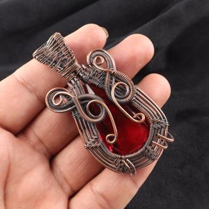 Red Garnet Gemstone Pear Cut Copper Wire <b>Wrapped</b> Fashion Pendant Necklace Oxidized Silver <b>Bridal</b> Party Wear Today Jewelry - Product Image 2