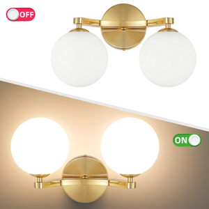 Modern Copper <b>Wall</b> Lamp <b>with</b> White Glass Shades E27 LED 3500K Warm <b>Light</b> for Bathroom <b>Wall</b> Mounted - Product Image 4