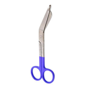 Tijera de apósitos con mango recubierto de azul, hoja curva de 115mm, Tijera para sala de cirugía quirúrgica, hecha de acero inoxidable - Product Image 5