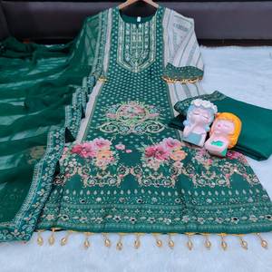 Plazzo dupatta ลายพิมพ์ดิจิตอลงานปักแฟนซีทางการแบบดั้งเดิมเทรนด์ใหม่ล่าสุด - Product Image 6