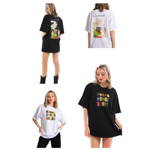 Camiseta Extra Grande, Estilo Urbano, Estampado Gráfico Vintage, Talla Grande, Algodón Grueso para Mujer - Product Image 3