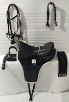 Meilleur Prix BLUHORSE BH-960 Ensemble de Selle Synthétique en Cuir PU de 18 Pouces pour Cheval, Endurance, Incassable, avec Arceau en Plastique Noir Durable