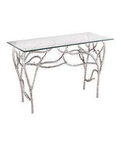 Modern Antique Brass 2-Sided <b>Console</b> <b>Tables</b> Curve Rectangular Metal with <b>Marble</b> Top for Home Office or Living Room Furniture - Product Image 3