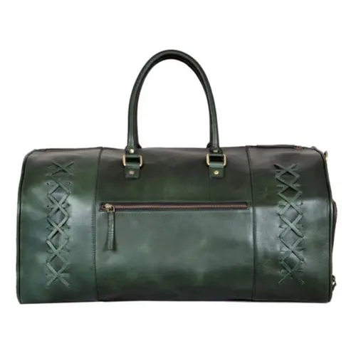 男性と女性の旅行バッグのためのプレミアムホット販売レザーダッフルバッグパターン (靴コンパートメント) バッグ