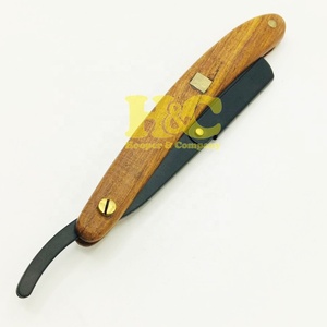 Rasoirs professionnels pour barbiers, manche en bois coloré, lame interchangeable, rasoir en acier inoxydable, logo privé accepté, pour salon - Product Image 4