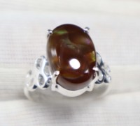 Bague en argent sterling 925 avec agate de feu mexicaine naturelle, bijoux faits à la main, ajustable, pour femmes