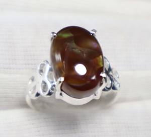 Anillo de Boda de Plata de Ley 925 con Cabujón Liso de Ágata de Fuego Mexicana Natural con Engaste de Bisel - Product Image 6