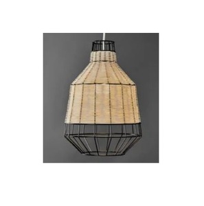 Lámpara colgante de madera natural de bambú, carcasa decorativa, cortina de ratán - Product Image 4