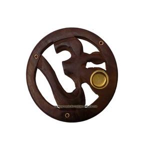 Brûleur d'encens en bois Om, récupérateur de cendres en forme circulaire, parfait pour les bâtonnets d'encens et les cônes, support à encens aux meilleurs prix - Product Image 3