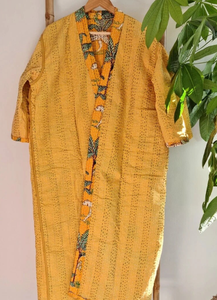 Manteau matelassé fait main de Style Kantha pour femmes Kimono en pur coton imprimé Jungle confortable respirant vêtements de nuit thermiques été - Product Image 5