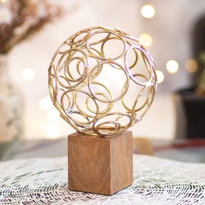 Sculpture de table contemporaine en forme de boule et de support métallique pour la décoration de la maison, le bureau, les événements, les cadeaux, les objets de décoration - Product Image 2