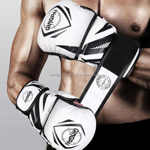 Gants de boxe Sanda en cuir PU respirant à fermeture auto-agrippante, design demi-doigts, logo personnalisé, OEM, prix usine - Product Image 3