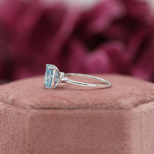 2ct azul corte radiante laboratorio cultivado diamante racimo piedra ajuste IGI certificado anillo de compromiso lujoso 18K oro sólido mujeres - Product Image 2