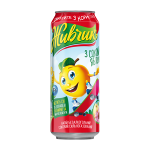 Bebida Carbonatada Suave Zhyvchyk de Manzana con Agua y Jugo de Manzana, Vitaminas y Minerales, 0.5L, Lata Dorada Transparente, En Frío - Product Image 1