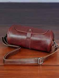 Sac à bandoulière en cuir multicolore Boston Bag Ladies Handbag Purse For Women Cylindrical Makeup Bag LCYB-0056 - Product Image 4