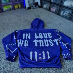 Sudadera con capucha personalizada para hombre 500 Gsm Heavy 100% algodón Drop Shoulder Sun Fade Distress Patch bordado de trabajo Boxy Fit Crop Zip Up para hombre - Product Image 5