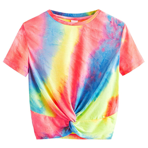 Camisetas de mujer personalizadas de manga corta con cuello redondo de verano de alta calidad 100% Camiseta corta de algodón con hombros caídos camiseta lisa en blanco - Product Image 5