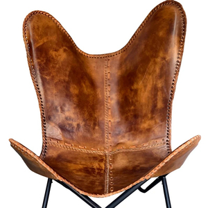 Chaises de salon en cuir Cadre pliant en cuir enduit de poudre de papillon - Product Image 1