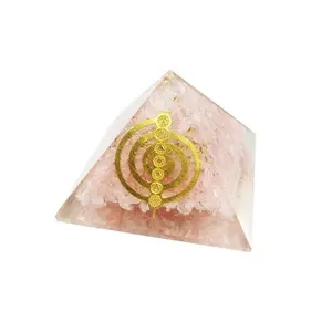 Mới nhất Rose Quartz Mandala orgone kim tự tháp bán buôn pha lê thủ công mỹ nghệ Reiki tình yêu món quà phong thủy Thiền nhựa năng lượng kim tự tháp
