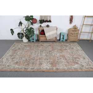Tapis turc vintage, tapis de 5,7 x 8,9 pieds, tapis brun avec bordure blanche - Product Image 3