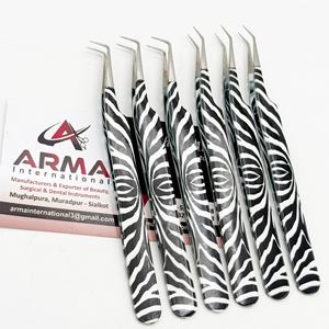 Pinzas de aislamiento de revestimiento de papel de cebra, pinzas de extensión de pestañas de acero inoxidable sostenibles con logotipo personalizado - Product Image 6