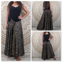 Vêtements de plage imprimés à la main Palazzo Pants Indian Sari Silk Women's Palazzo Pant