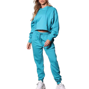 Survêtement de mode personnalisé pour femmes Dernière conception Ensembles de jogging uni Deux pièces Survêtements Jogging pour femmes - Product Image 4