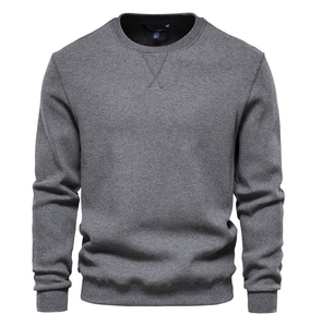 เสื้อสเวตเตอร์คอตตอนสีทึบสำหรับผู้ชายแห้งเร็วพิมพ์ลายสำหรับกีฬากลางแจ้ง100% - Product Image 1