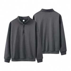 OEM Custom Polyester/Cotton Pullover 1/2 <b>Half</b> <b>Zip</b> <b>Sweatshirt</b> For <b>Men</b> Solid Pattern All Colors Available Custom Logo Low MOQ - Product Image 4